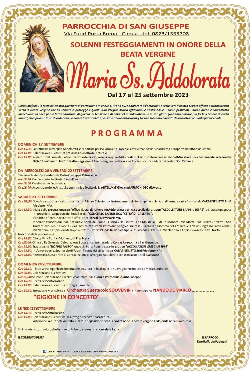 Festa della Beata Vergine Addolorata 2023 Capua